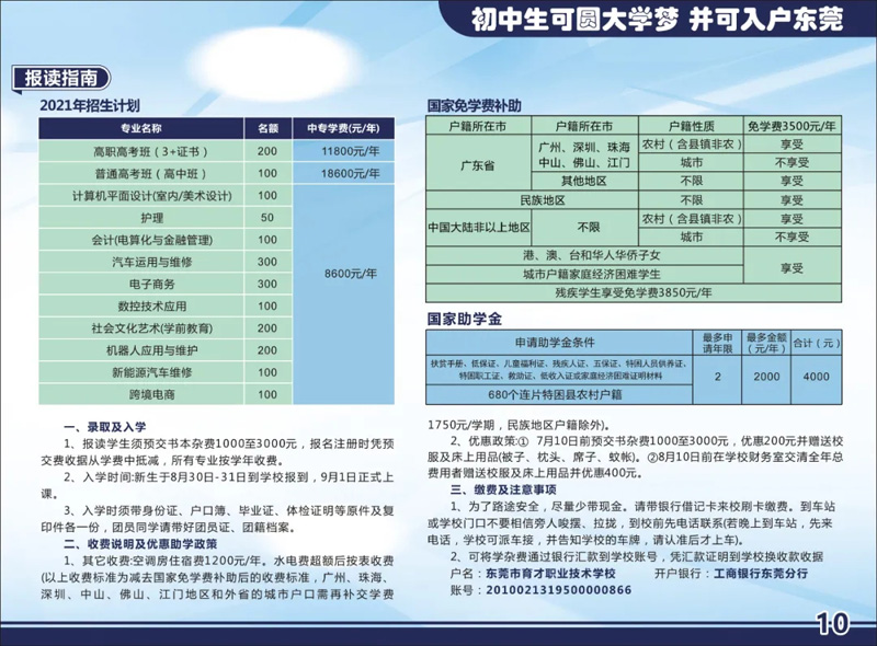 东莞育才职业技术学校2021年招生简章(图6)